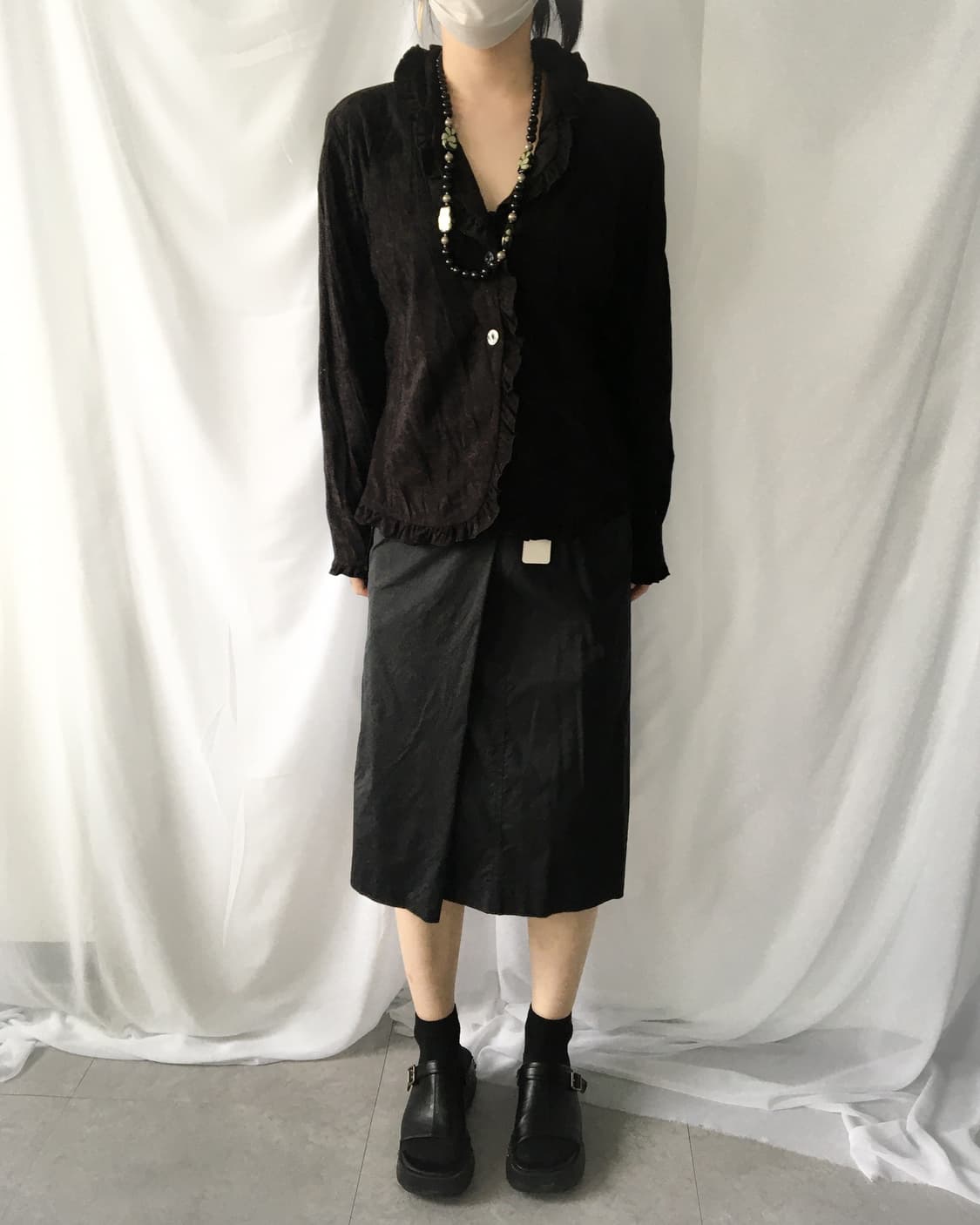 Belted wrap glossy skirt 상품이미지6
