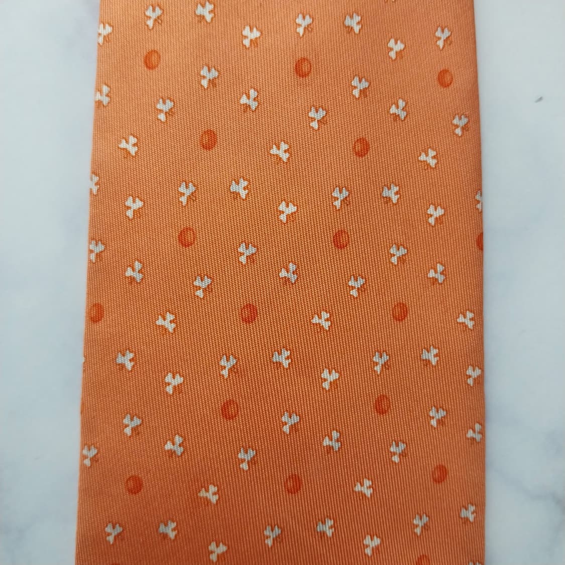 살바토레 페라가모 실크 오렌지 패턴 넥타이 9.6cm A등급 K2025 상품이미지7