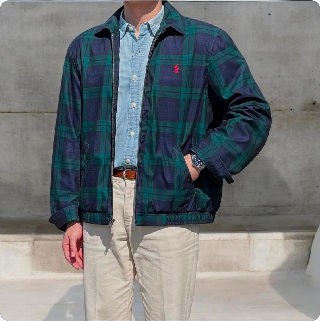 폴로 랄프로렌 바이스윙 블랙와치 타탄체크 간절기 블루종 점퍼 자켓 상품이미지3