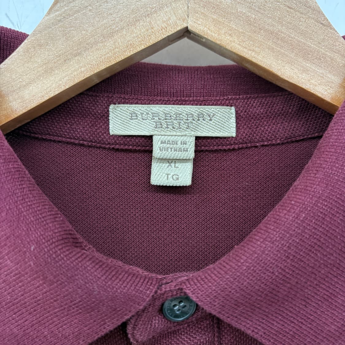 버버리 반팔 카라티 버건디 남L 상품이미지3