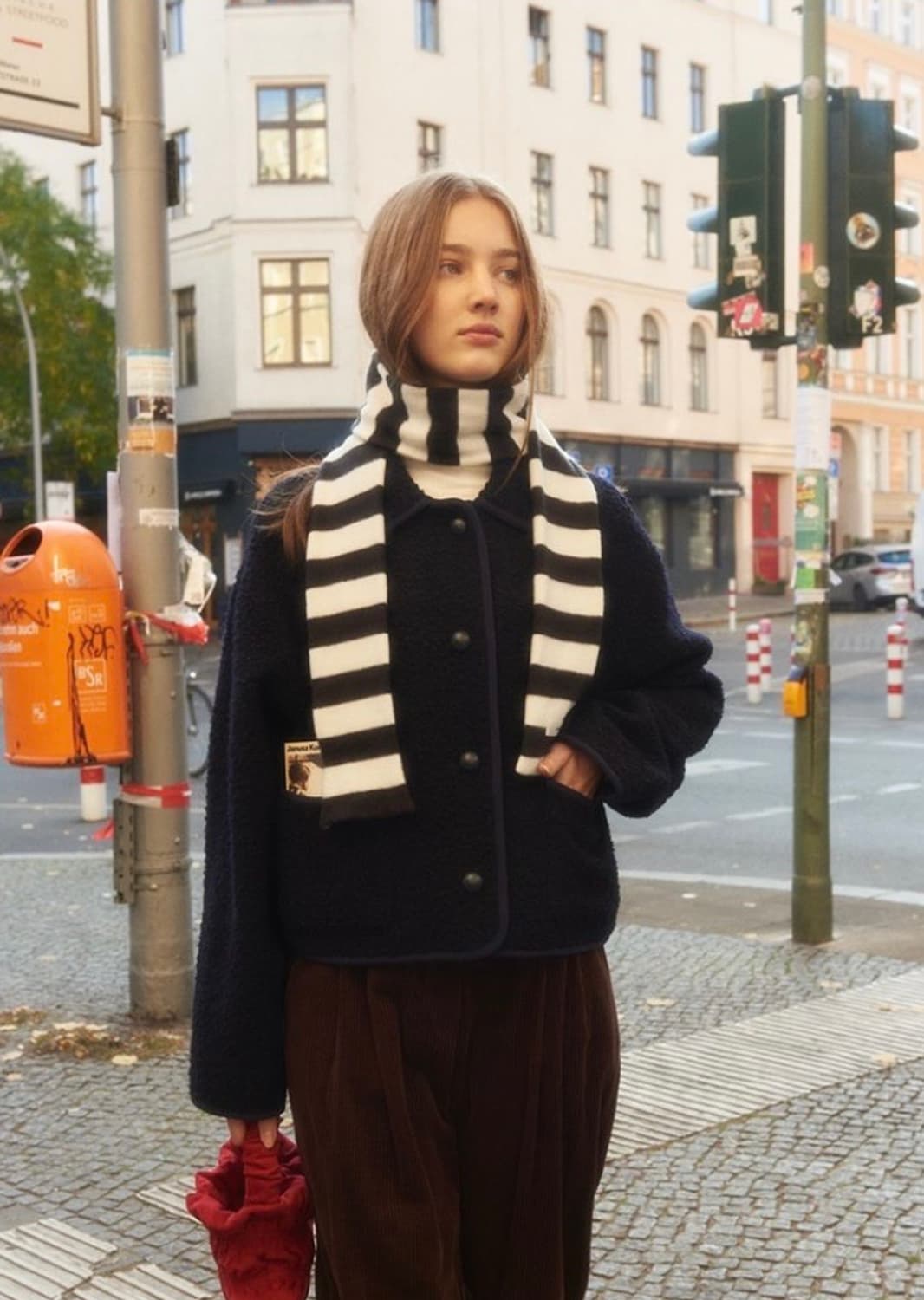 어랜 스트라이프 롱 페티트 머플러 목도리 아이보리 상품이미지1