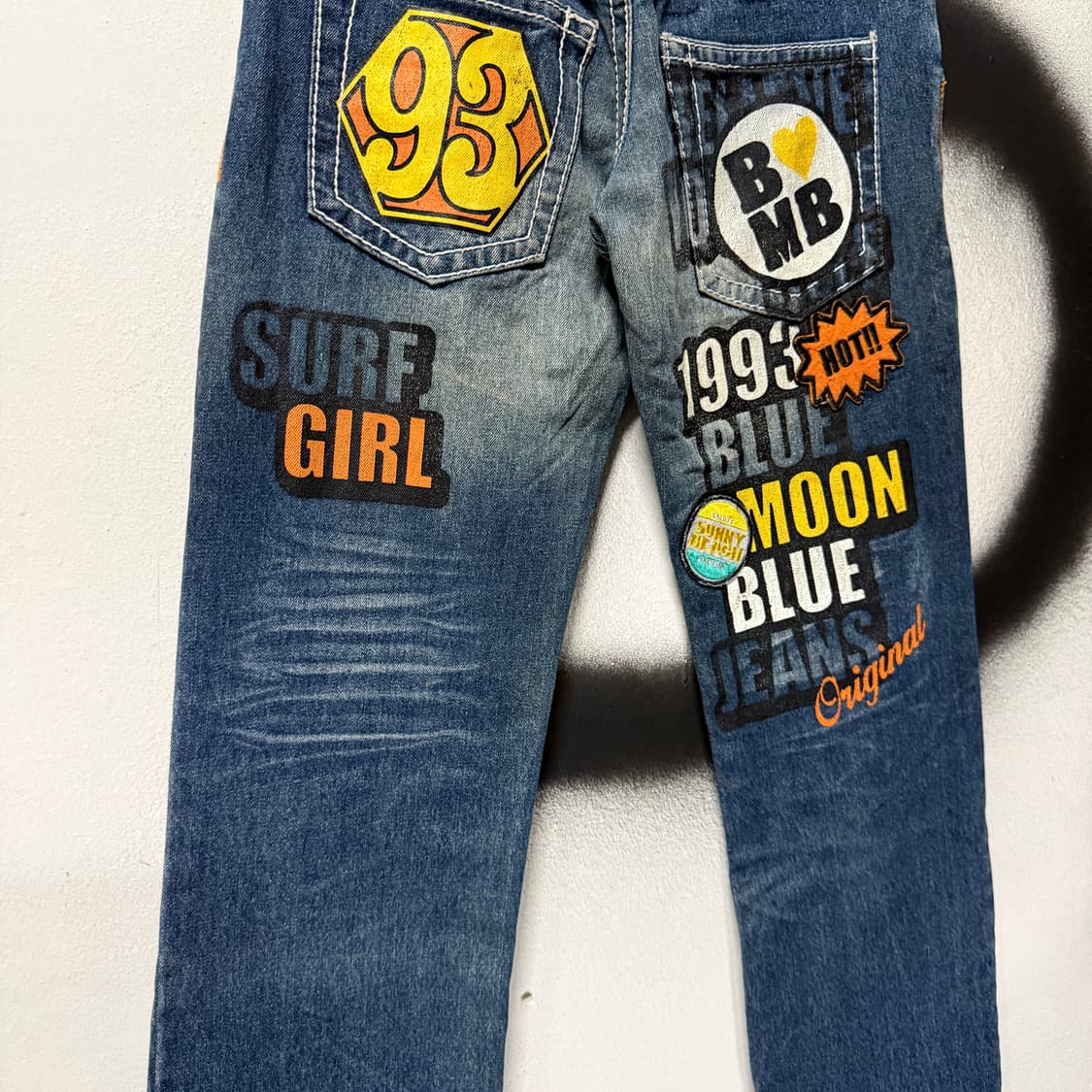 VTG 빈티지 멀티 패치 디테일 진청 와이드 데님 팬츠 상품이미지5