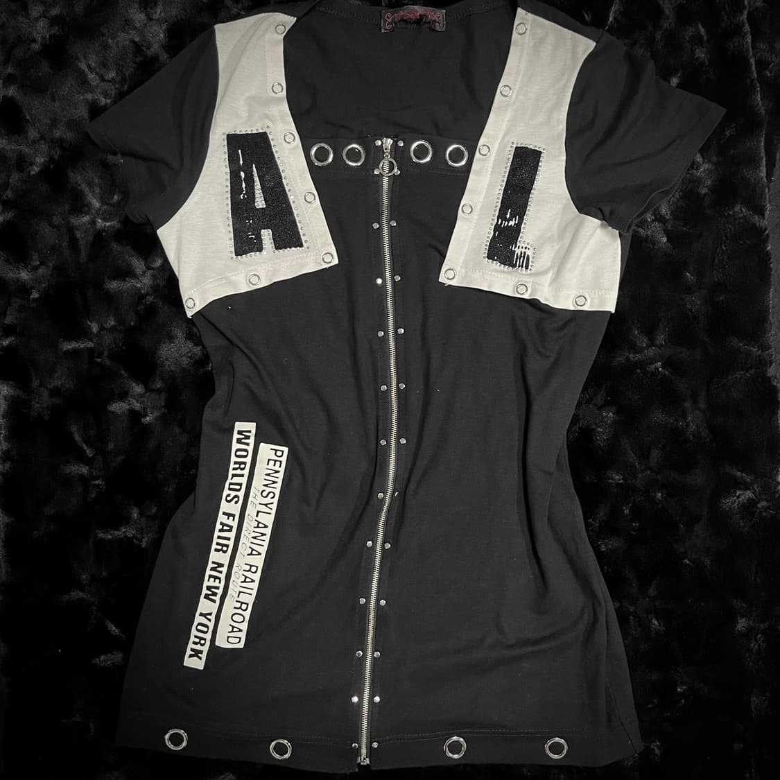 고스펑크 지퍼 반팔 y2k 상품이미지1