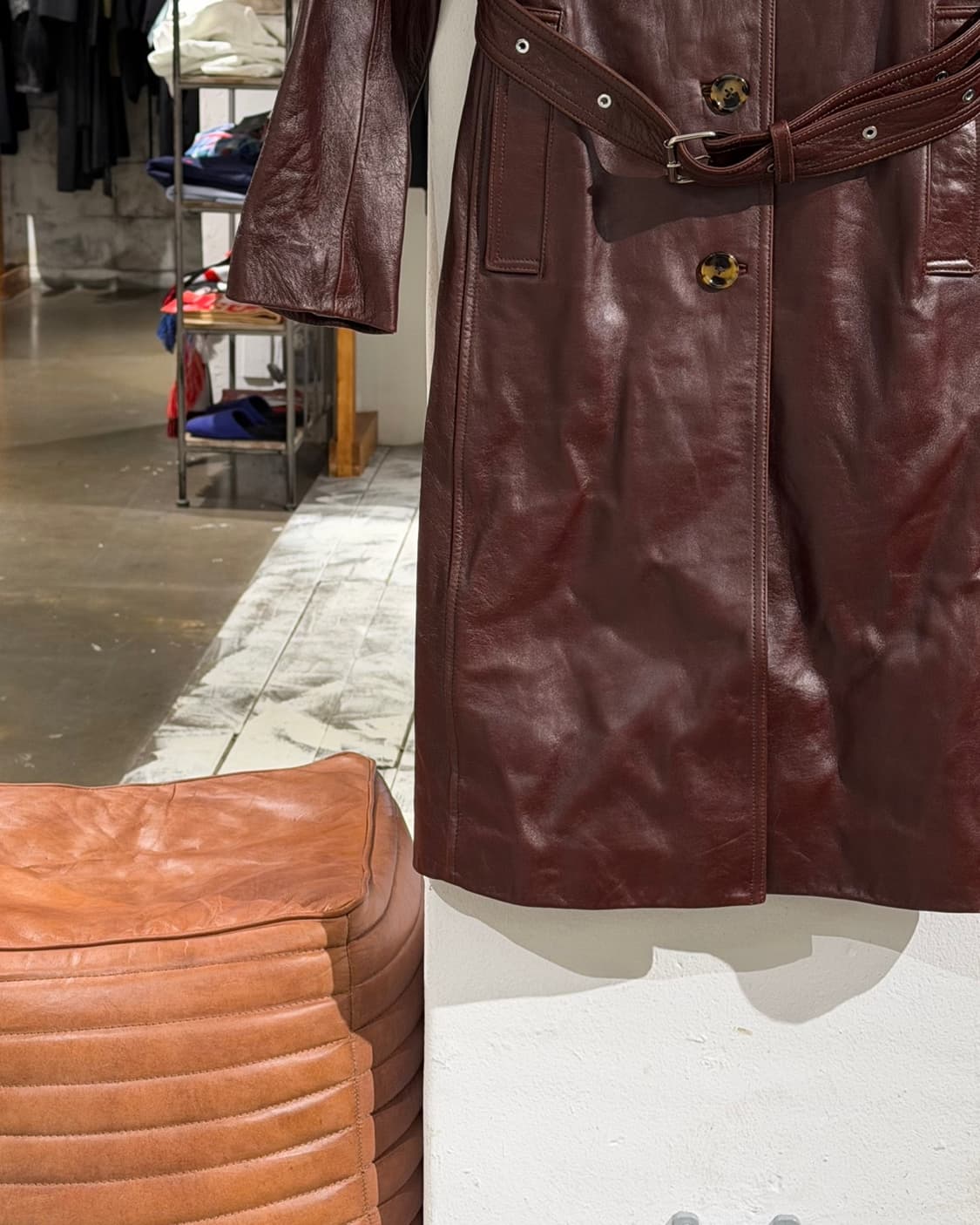 헬무트랭 버건디 램스킨 레더 롱 코트 상품이미지5