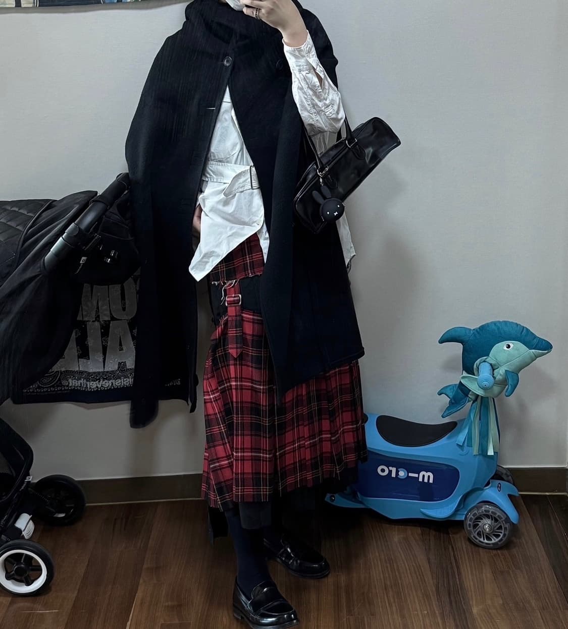 준야 와타나베 판쵸 울 코트 (블랙 S) 상품이미지5