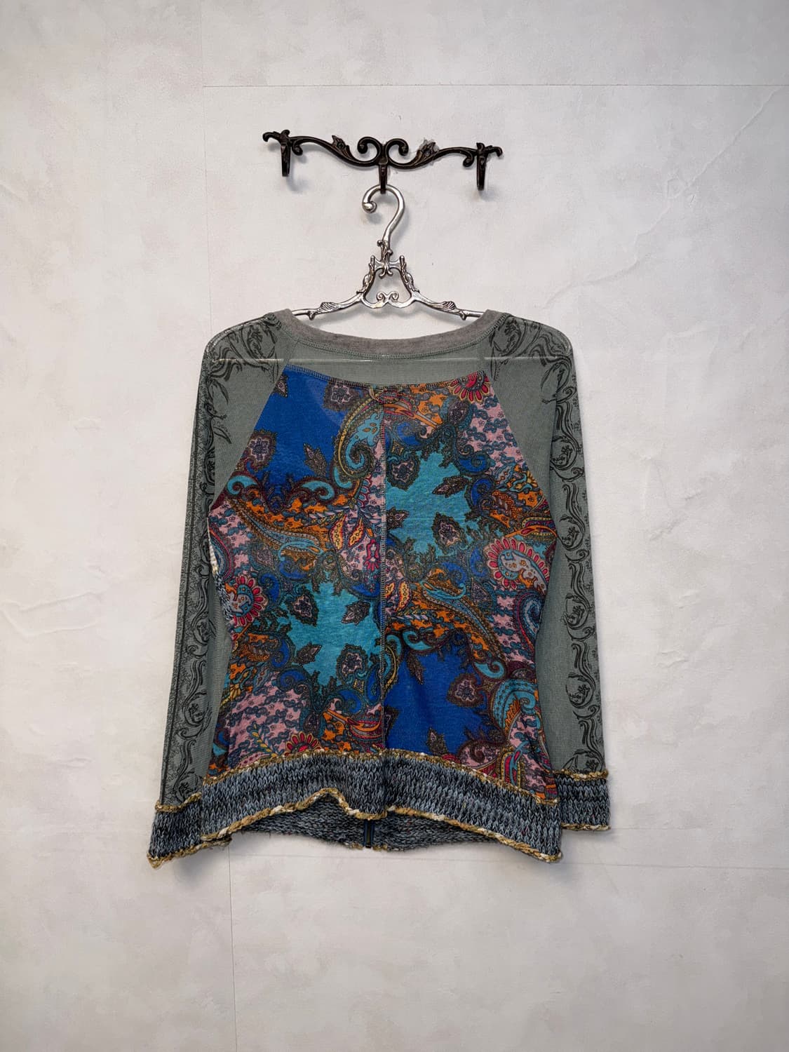 Ash blue hippie oriental mesh knit zipup 상품이미지6