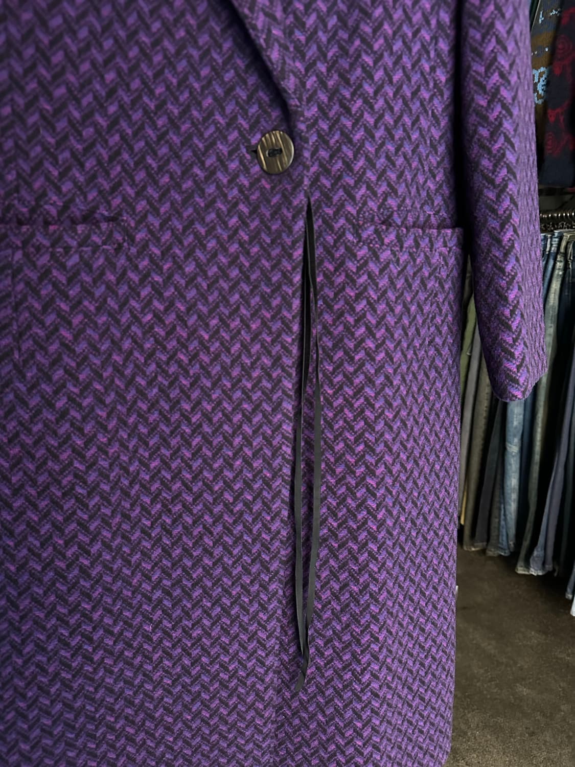 안나수이 퍼플 헤링본 롱코트 55 [S] 상품이미지2