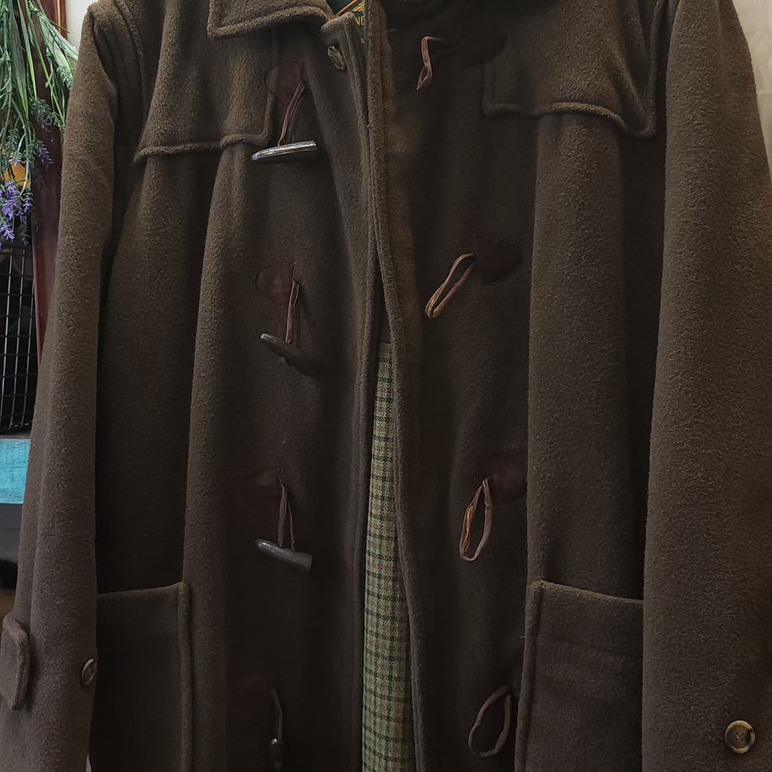 90s 프렌치 울 코트 빈티지 코트 이태리 더플코트 카키 L 상품이미지5