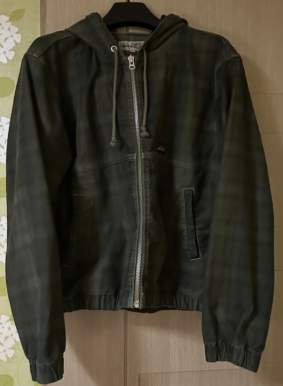 (m) 스투시 언라인드 플레이드 워크 자켓 올리브 상품이미지3