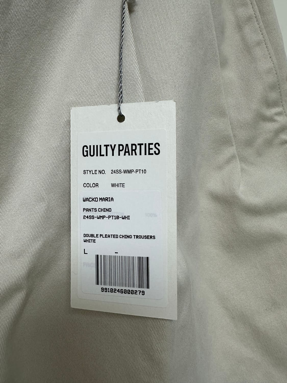 와코마리아 투턱 플리티드 치노 팬츠 L 상품이미지3