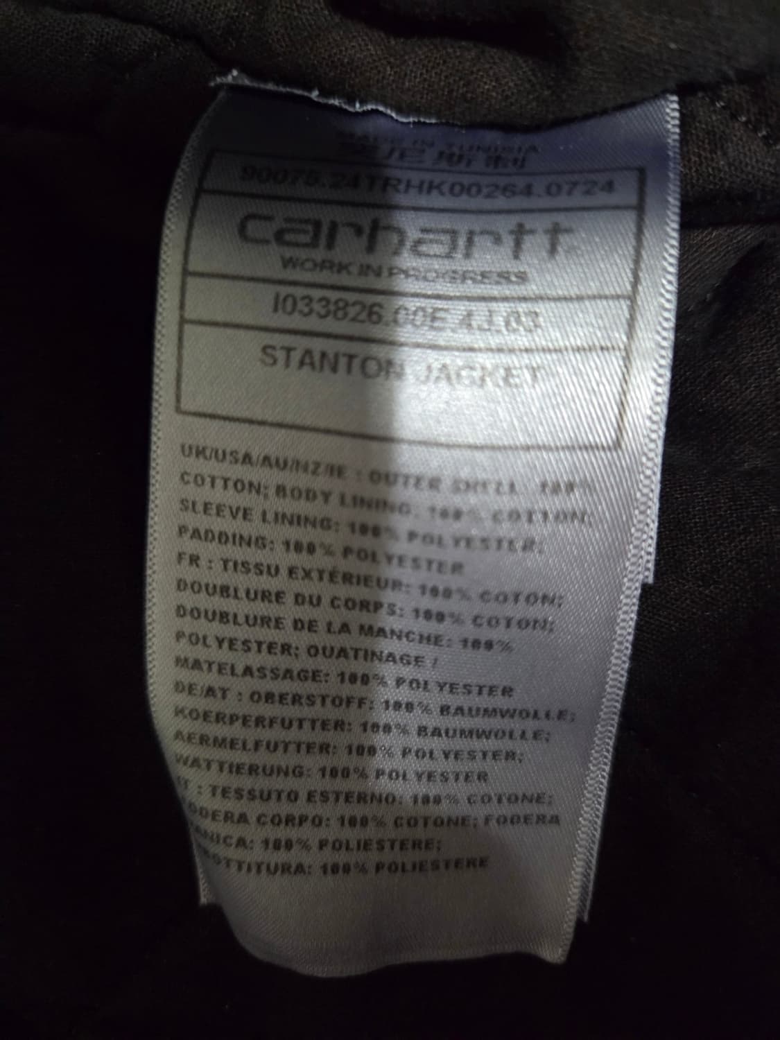 칼하트 WIP 스탠톤 자켓 블랙 스톤 다이드 L 사이즈 상품이미지9