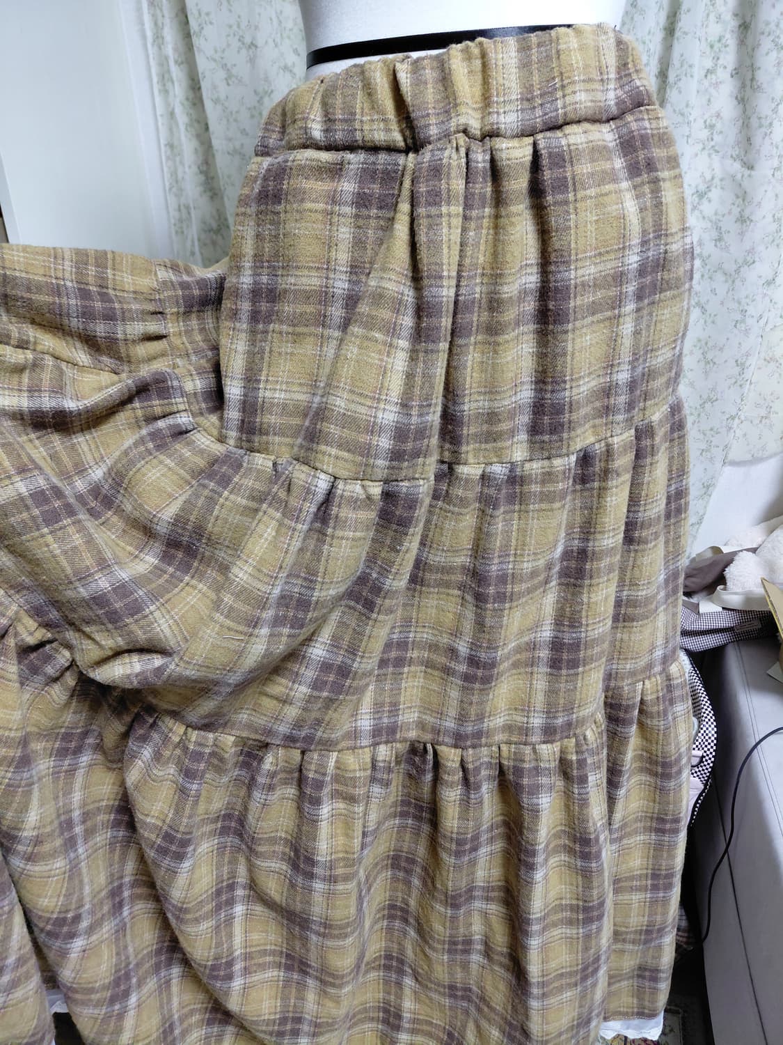 [핸드메이드] 체크 캉캉 롱 스커트 상품이미지1