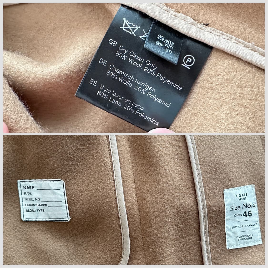 글로버올 헤리티지 몬티 더플코트 카멜 46 상품이미지6