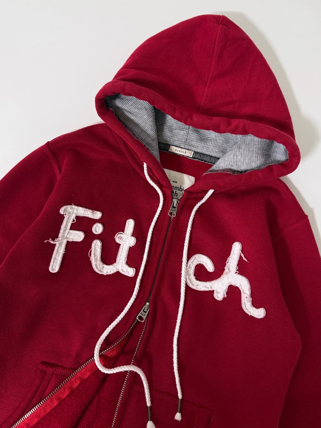 아베크롬비 00‘s 딥레드 패치로고 스웻 후드집업 상품이미지3