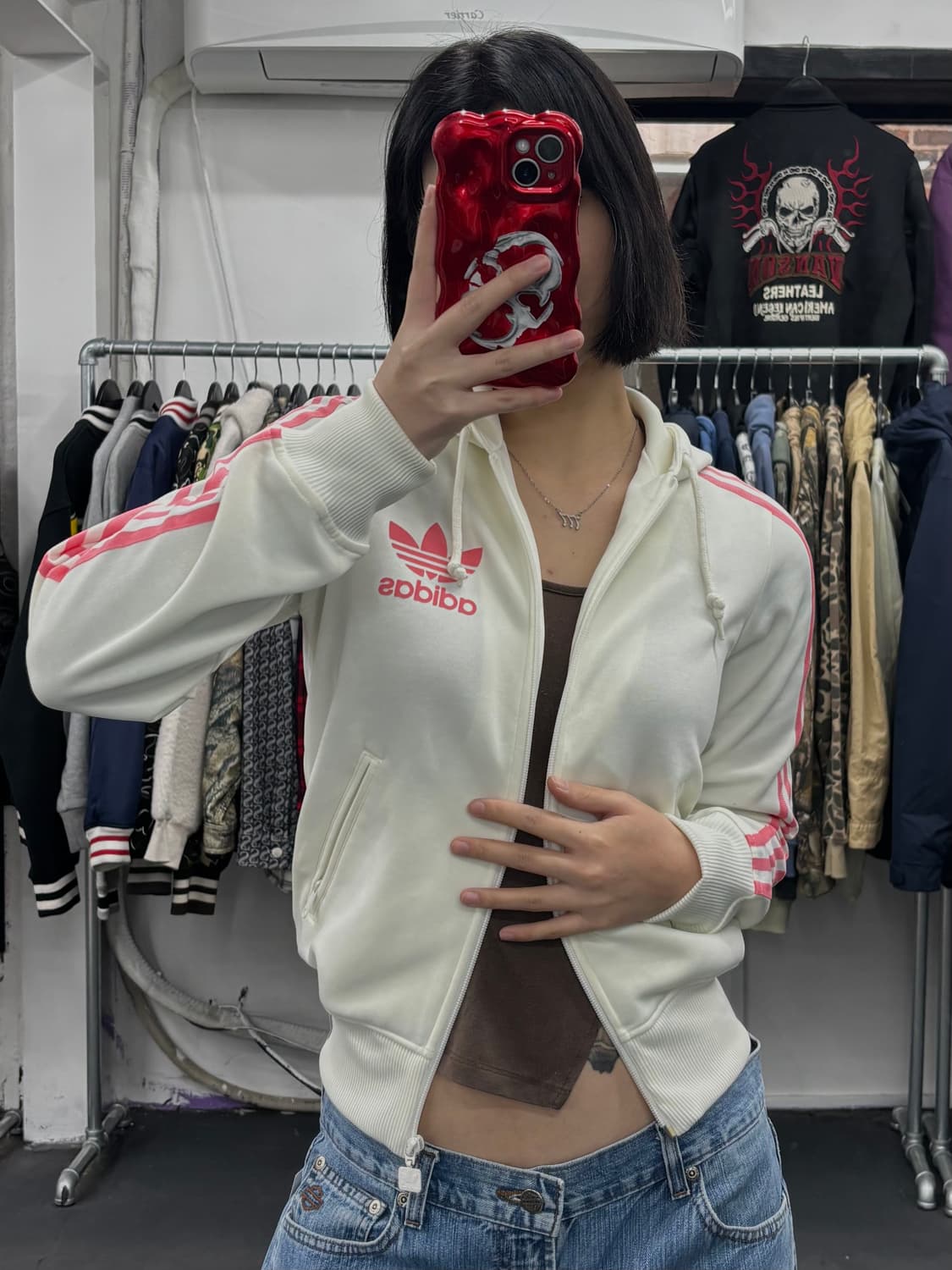 아디다스 화이트/핑크 후드 플락 상품이미지1