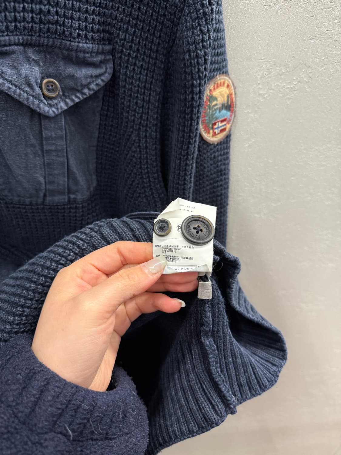 NAPAPIJRI 나파피리 원포켓 니트 가디건 네이비 100  상품이미지6