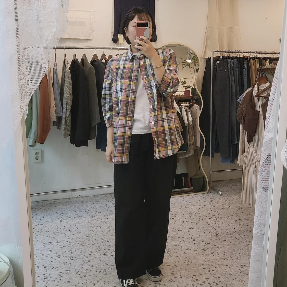 GAP 7부소매 체크 남방 상품이미지10