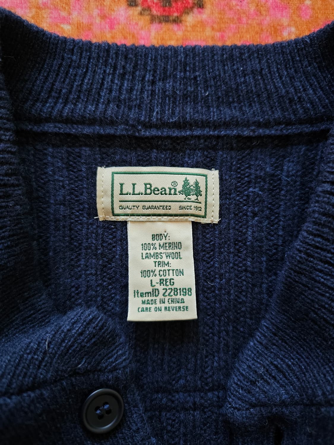 90s LL Bean 코만도 헨리넥 니트 네이비 (L) 상품이미지3