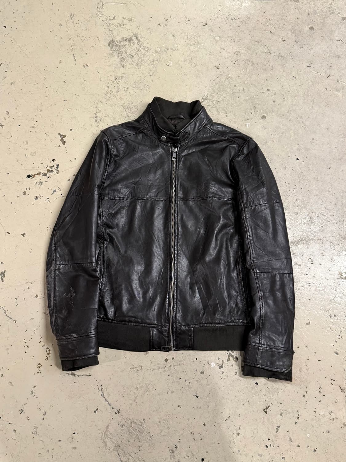 AKM neck button point leather jacket 상품이미지2