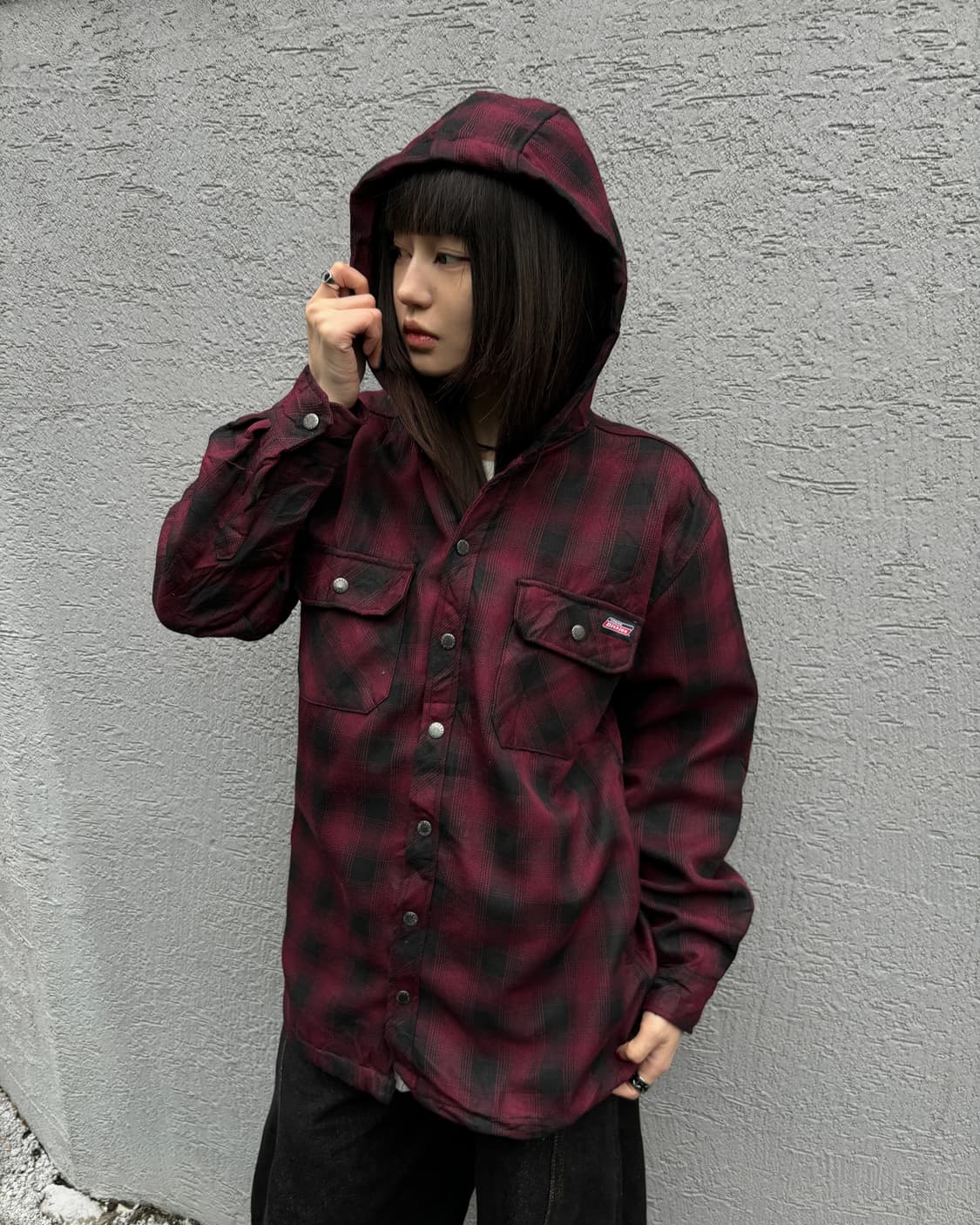 90s Dickies Plaid Hooded Shirt Jacket 상품이미지1