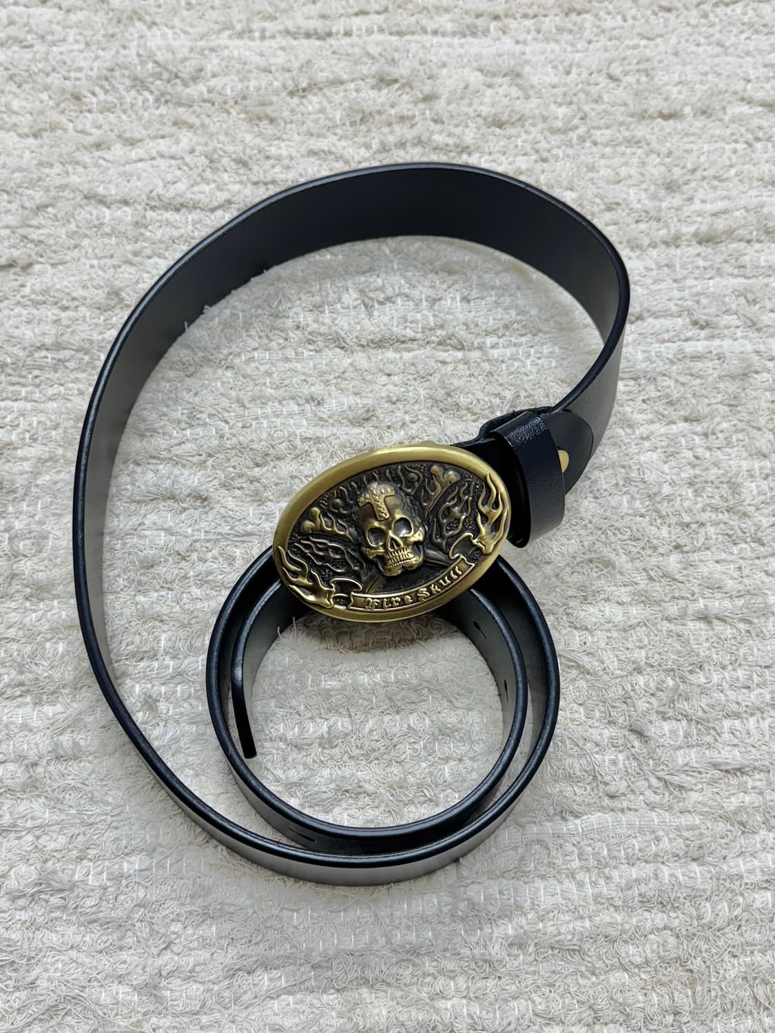 •Vintage 해골 버클 가죽 벨트 블랙 상품이미지2
