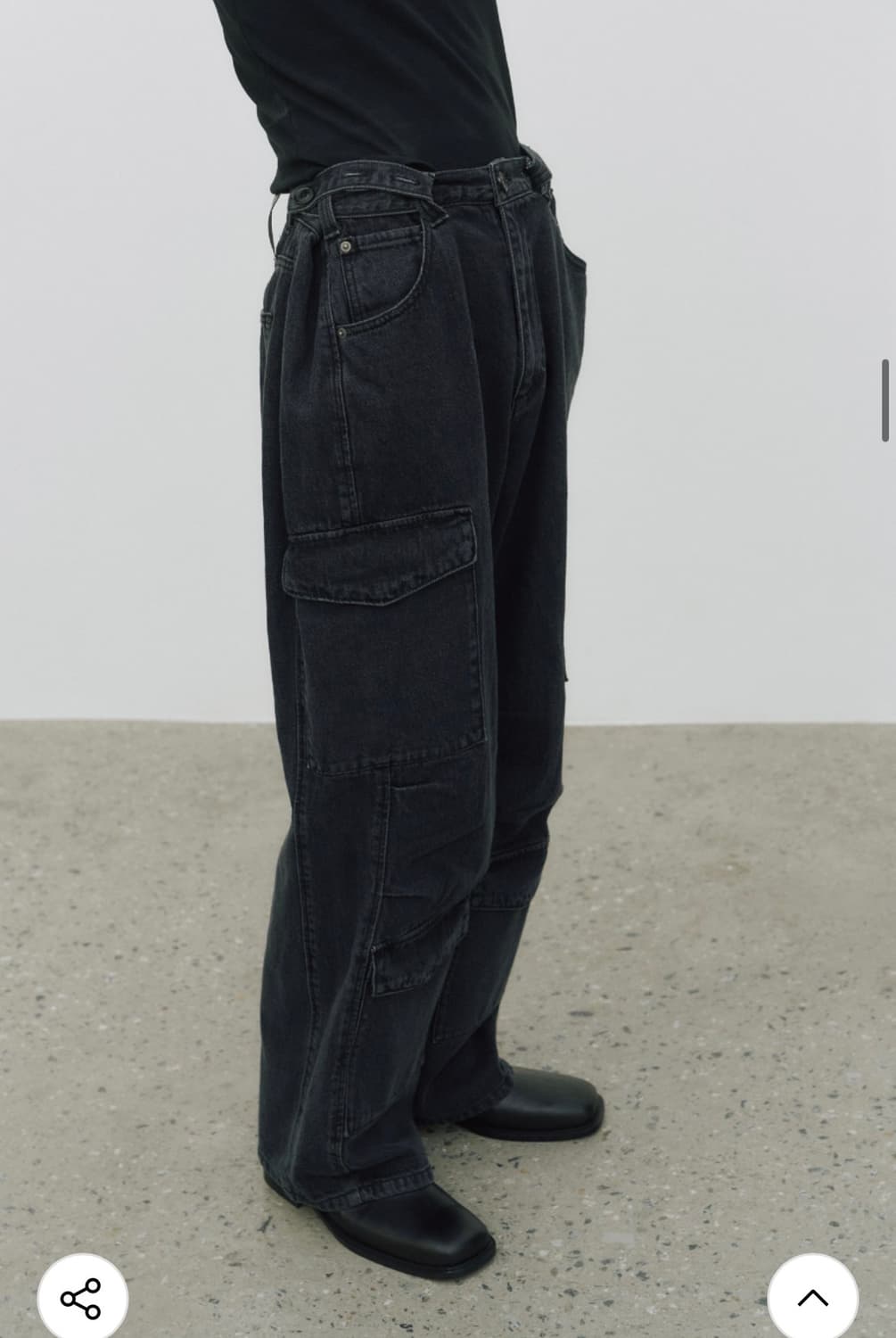 (50) 노이어 NOIER 유틸리티 카고 와이드 데님 팬츠 (그레이) 상품이미지6