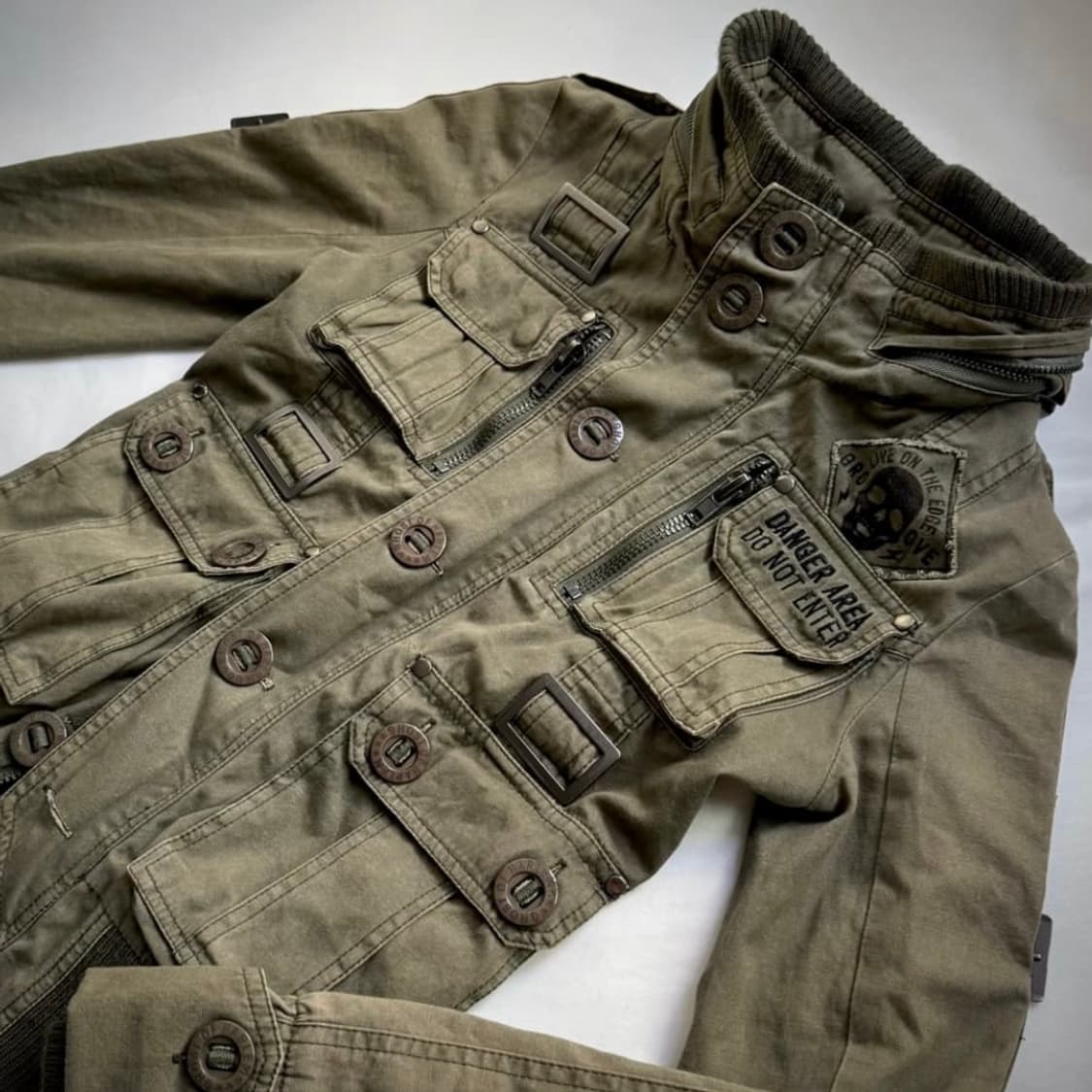 고스트오브할렘 아카이브 하이넥 투웨이 패치 집업 자켓 y2k 펑크 갸루 상품이미지1