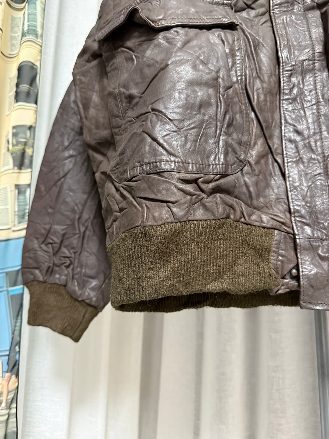 브라운 가죽 봄버  상품이미지6