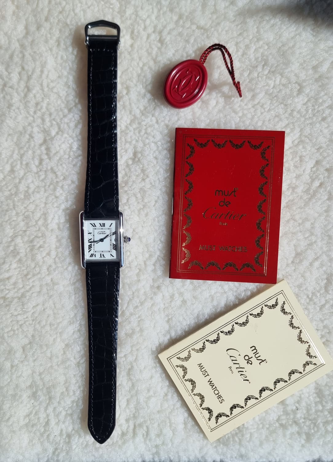 까르띠에 빈티지 탱크머스트 XL 화이트골드 디버클 시계(남녀공용) 상품이미지4