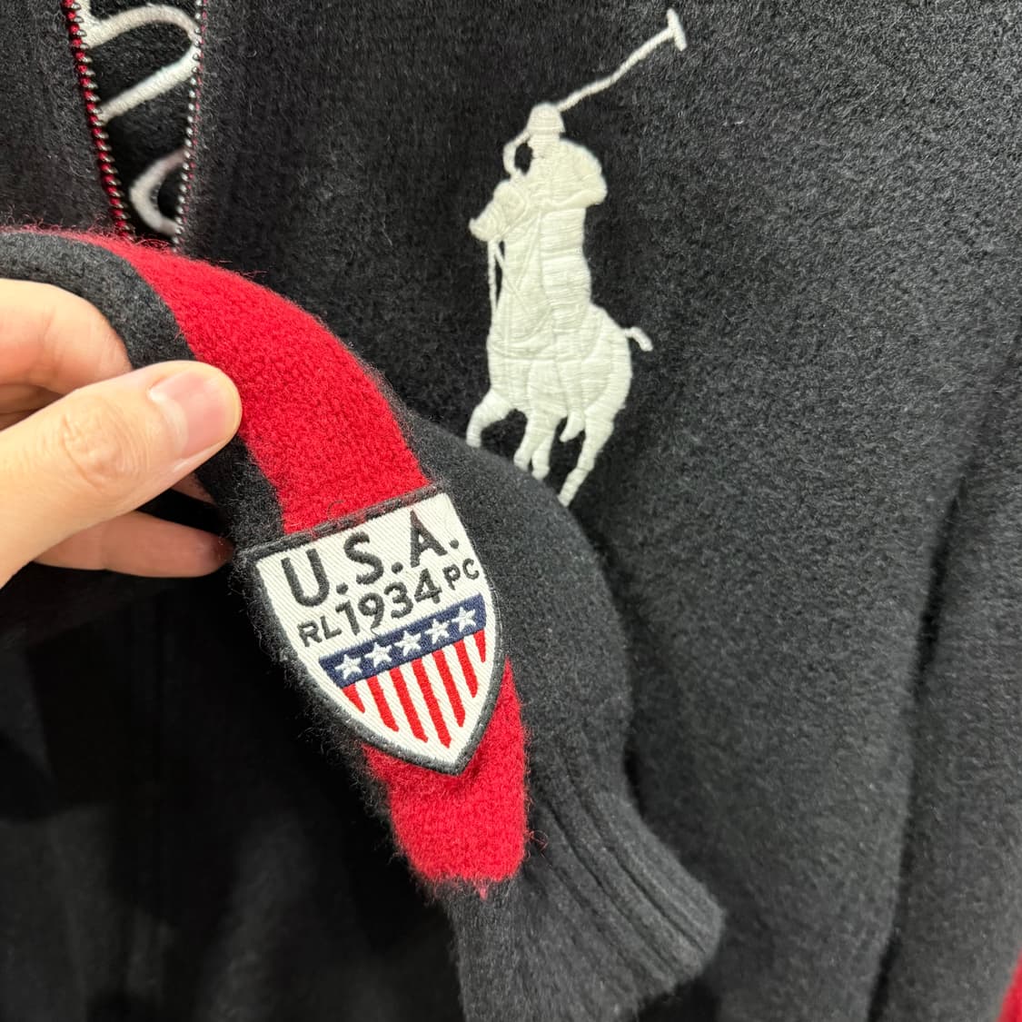 L 폴로 랄프로렌 빅포니 USA 램스울 니트 집업 자켓 상품이미지4