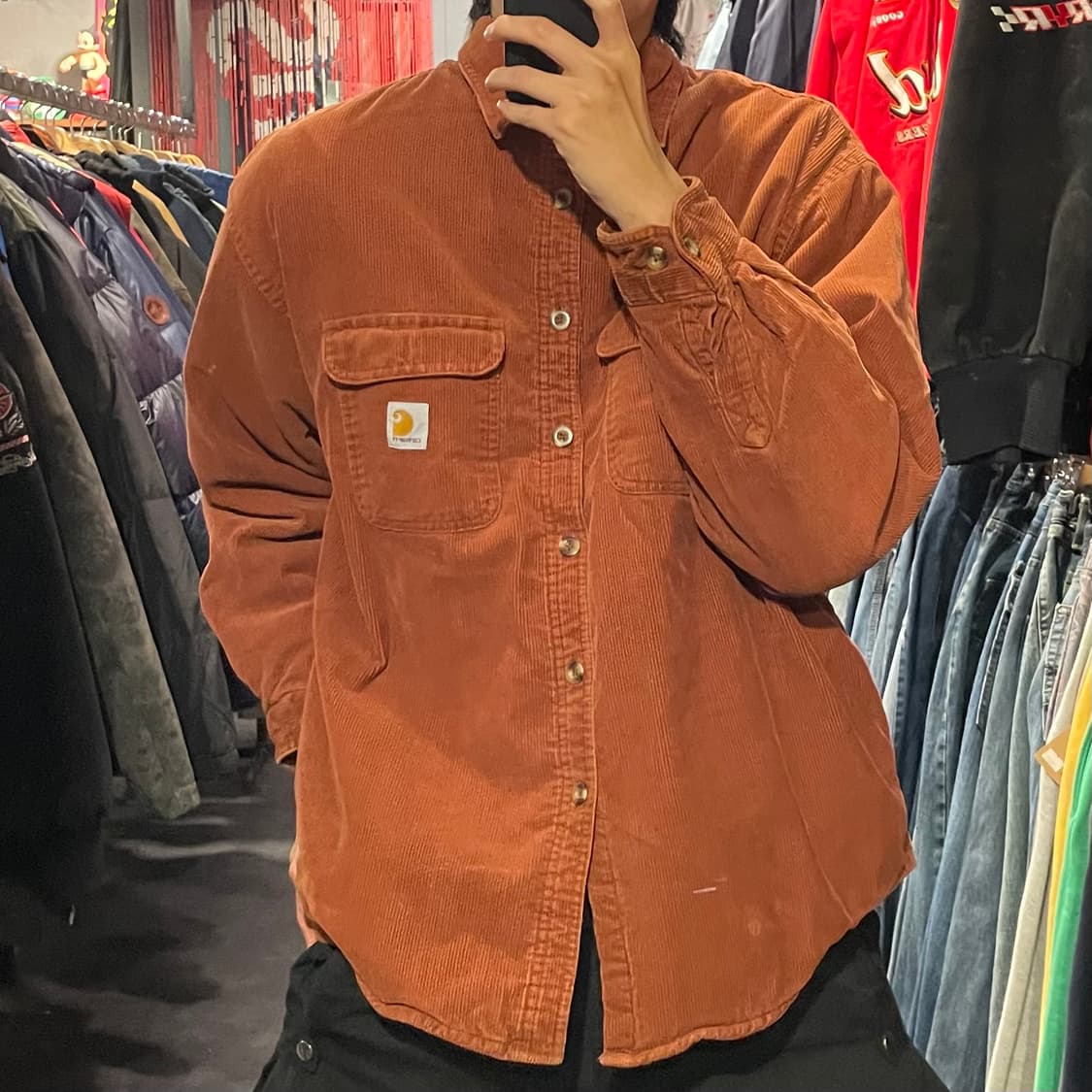 [IM] carhartt 칼하트 오렌지 코랄 코듀로이 긴팔셔츠 상품이미지3