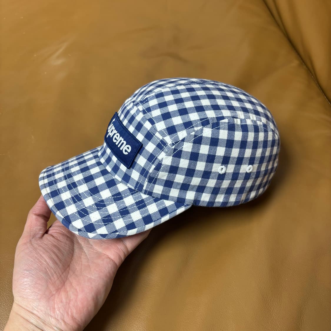 슈프림 캠프캡 모자 박스로고 23ss 깅엄체크 네이비 상품이미지5