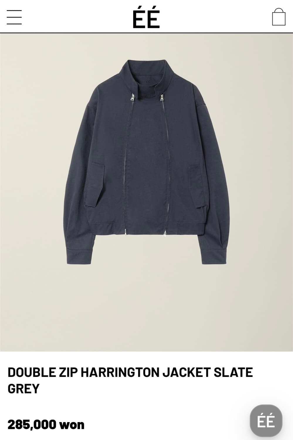 DOUBLE ZIP HARRINGTON JACKET GREY (L) 상품이미지1