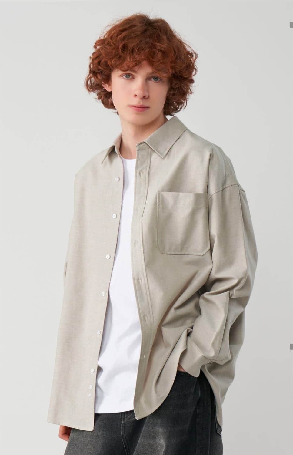 언탭트스튜디오_오버핏 옥스포드 셔츠_라이트베이지M 상품이미지1