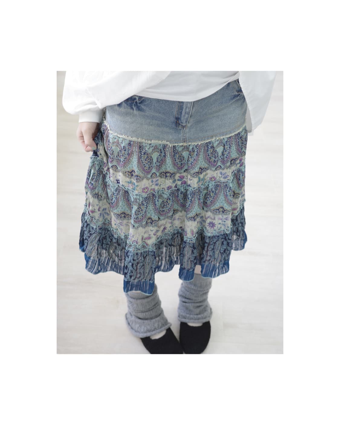  Vintage flower denim skirt 상품이미지5