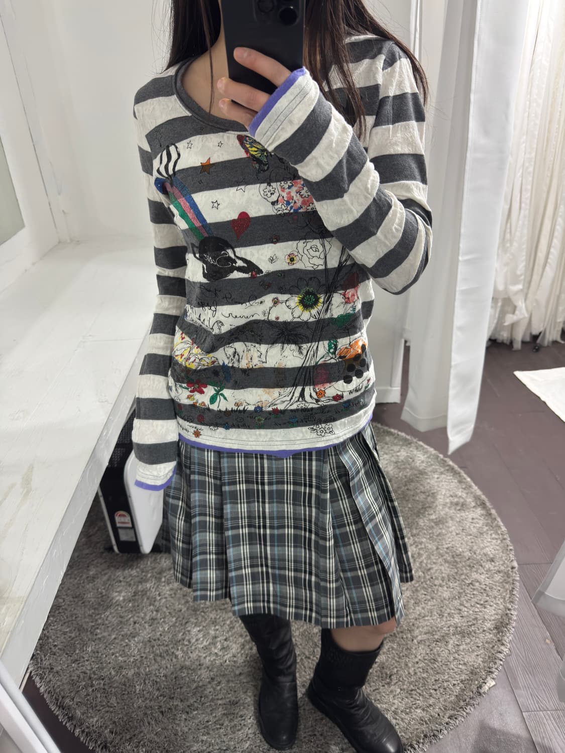 diable de nubile check pleats skirt 상품이미지3