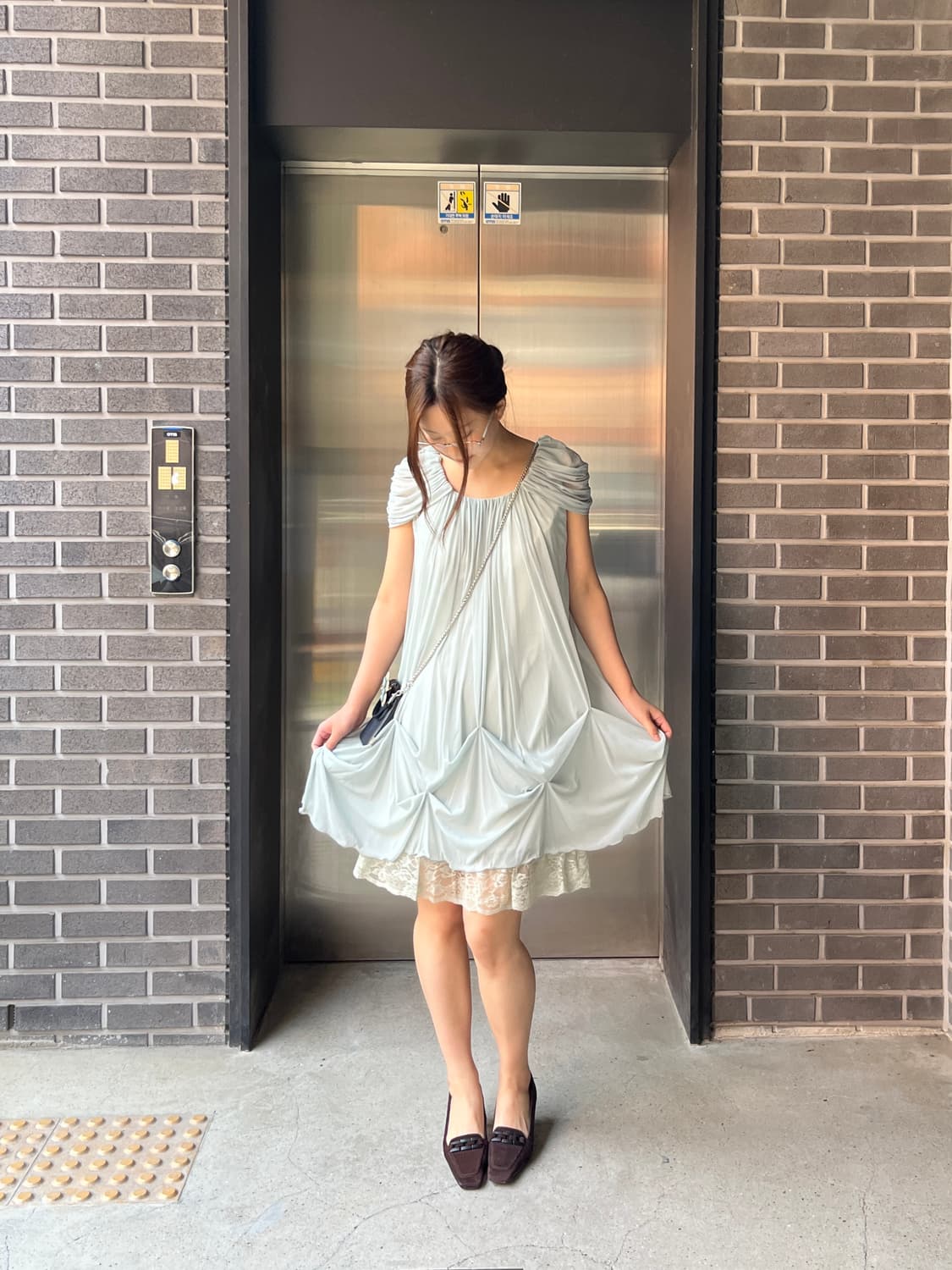 Peyton Place 쉬폰 드레스 민트 상품이미지3