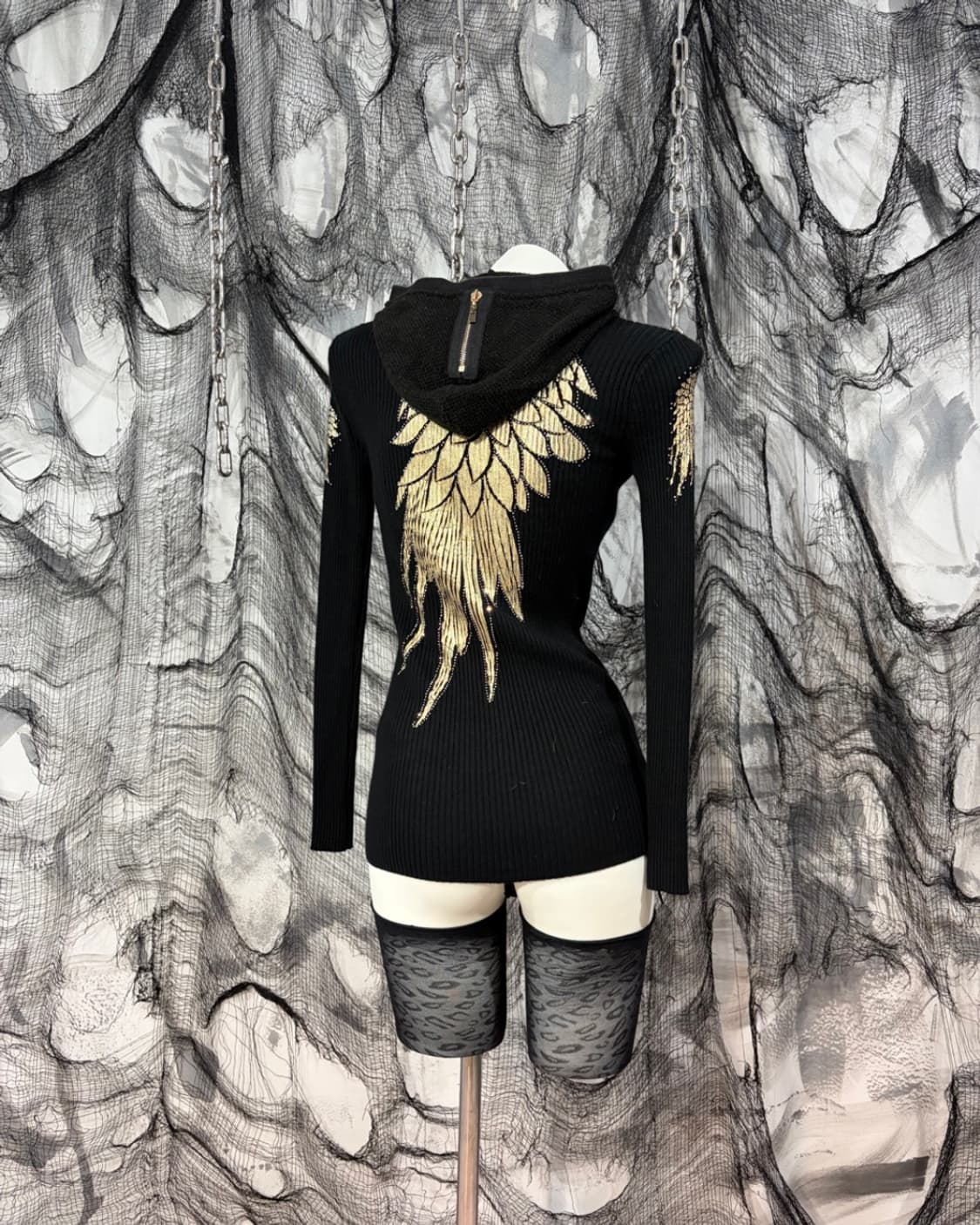 PUNK Gothic cubic wing Hoodie Zip up 상품이미지5