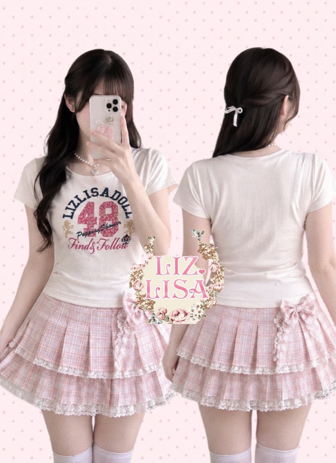 Liz Lisa 리즈리사돌 대대장 핑크금박 레오파드 반팔 히메갸루 y2k 상품이미지1