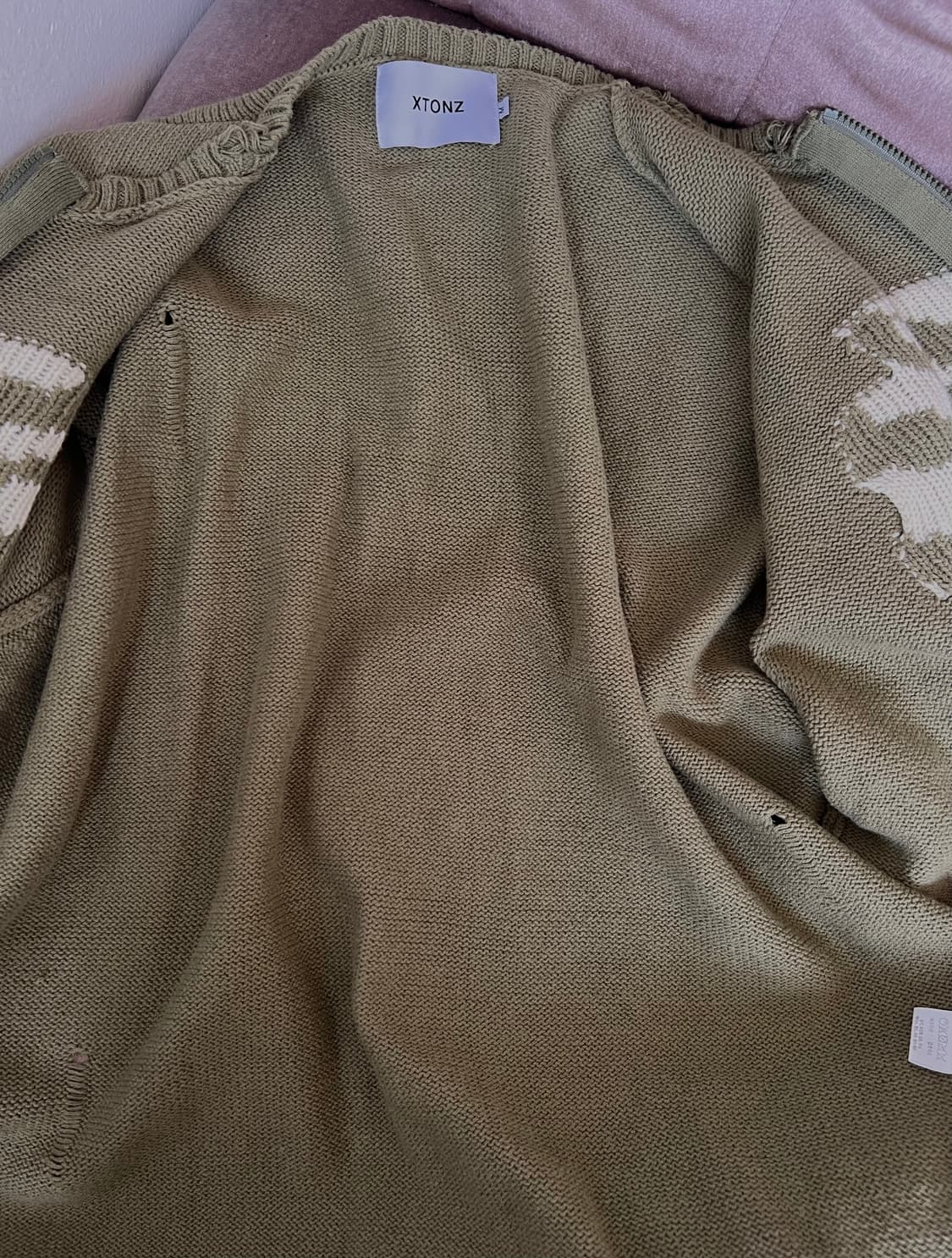 엑스톤즈 XTONZ 남성 카키 니트집업가디건 그린지니트 상품이미지6