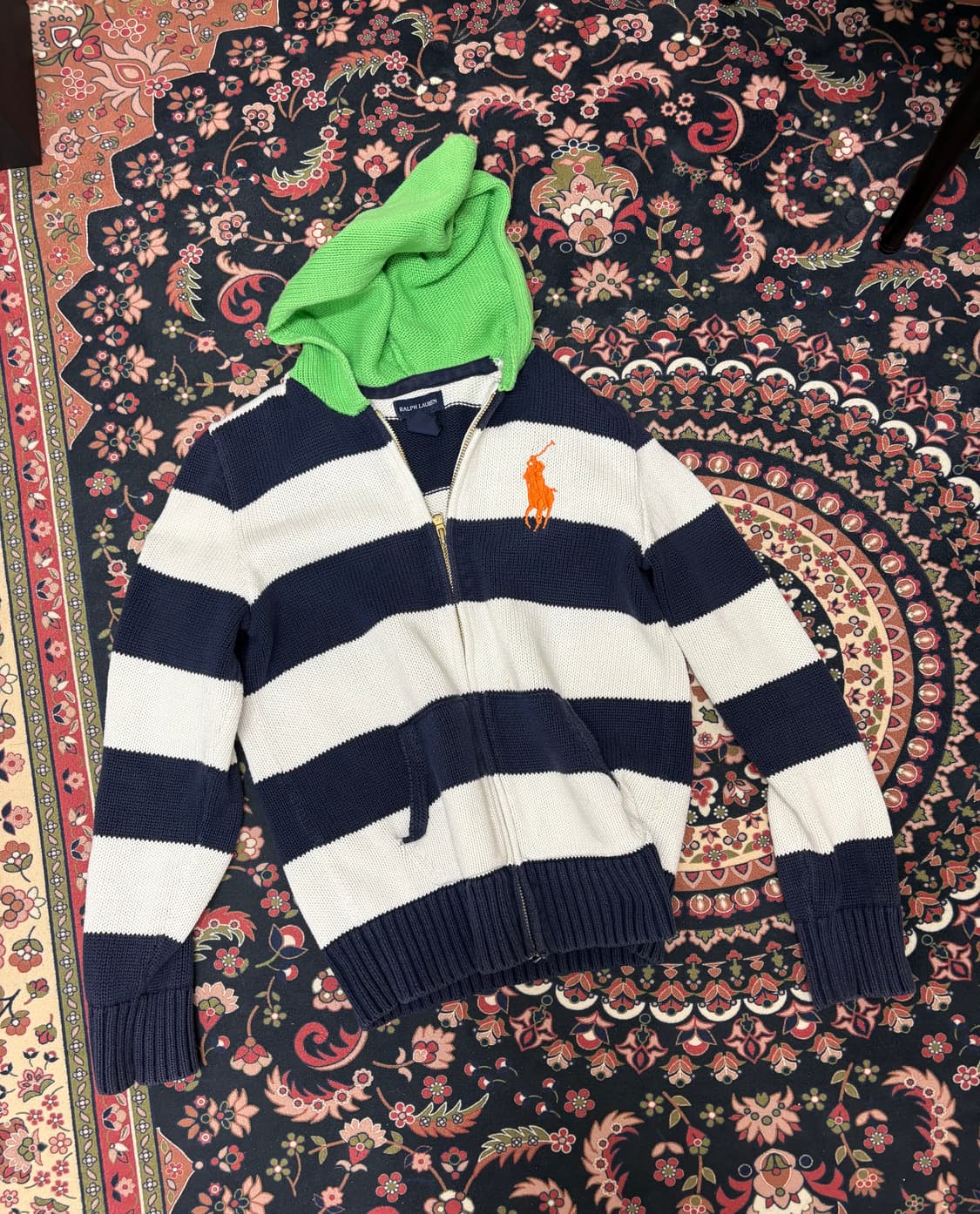 POLO 폴로 랄프로렌 스트라이트 니트 후드집업 상품이미지1