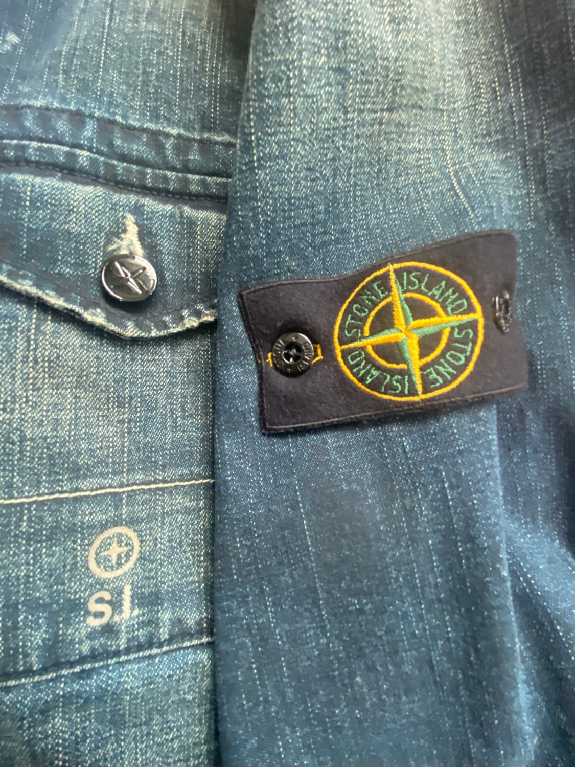 (특A급) 스톤아일랜드 정품 와펜 데님 청자켓 (조끼 탈부착) XL 상품이미지8