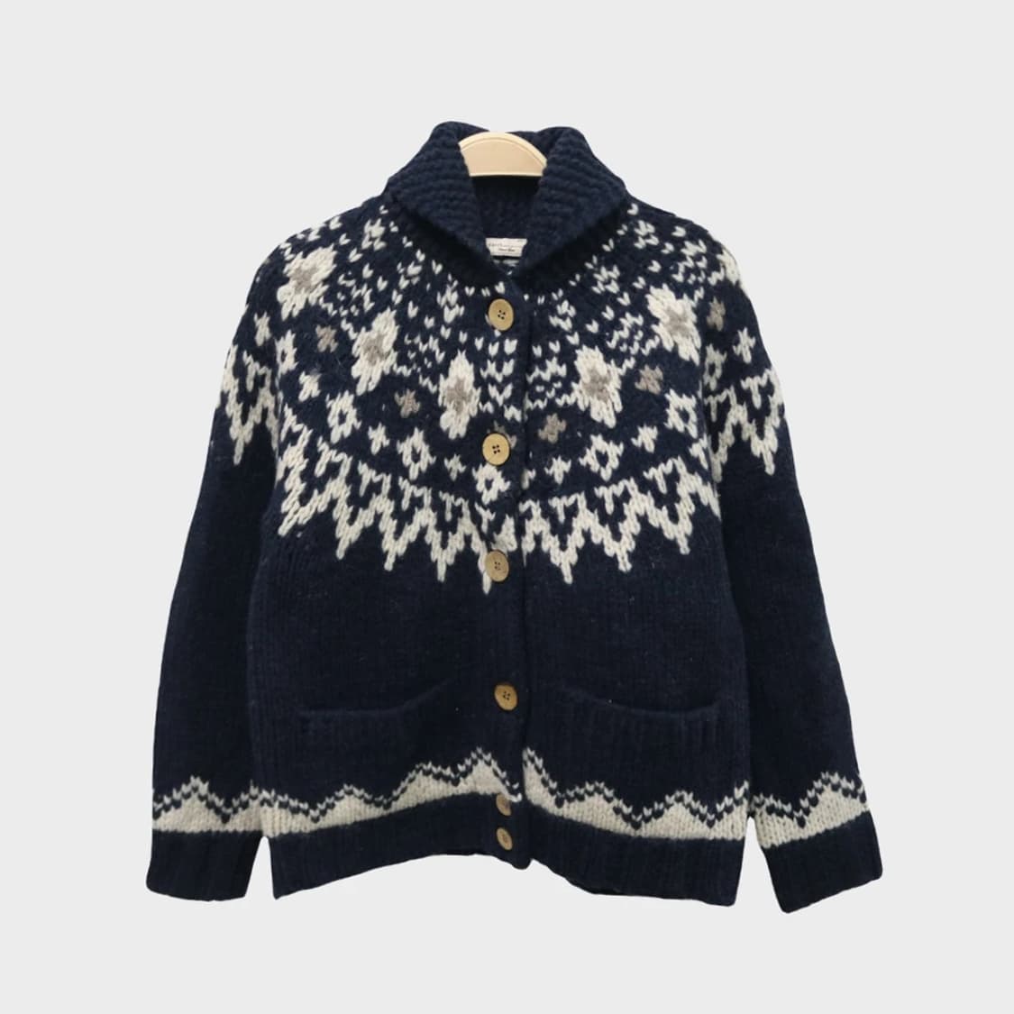얼스뮤직 네이비 눈꽃패턴 울 코위찬 가디건 60934 상품이미지1