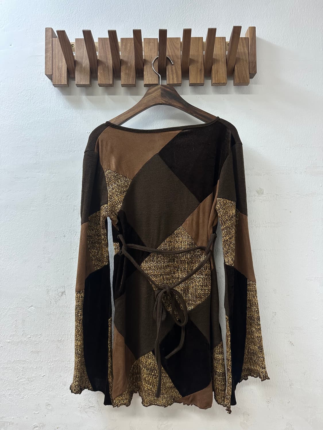 일본빈티지 브라운 조각 믹스 패치워크 탑 티셔츠  상품이미지6