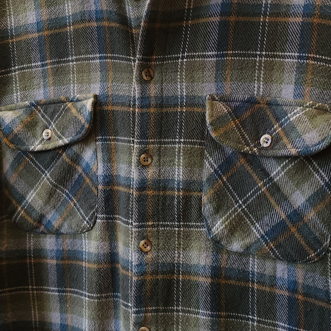 90s 아메리칸 빈티지 체크셔츠 헤비 플란넬 워크셔츠 그린 체크  41 상품이미지6