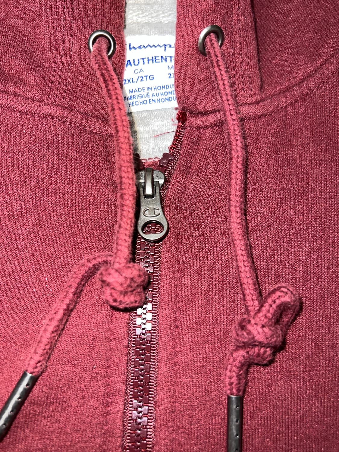 챔피온 풀집업 후드티 버건디 xxl 상품이미지2