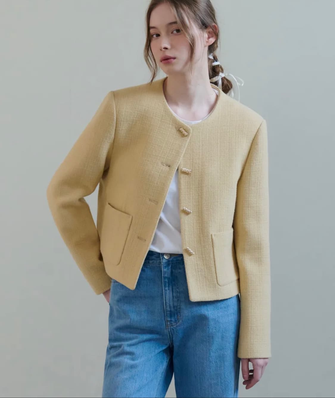 드로우핏 우먼 버튼 트위드 자켓 버터 FREE 새상품 상품이미지1
