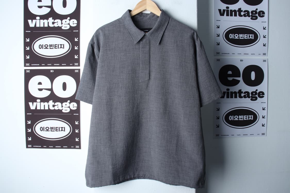 (M-XL) 일꼬르소 반팔 카라 티셔츠 그레이 스트링 무지-H32493 상품이미지2