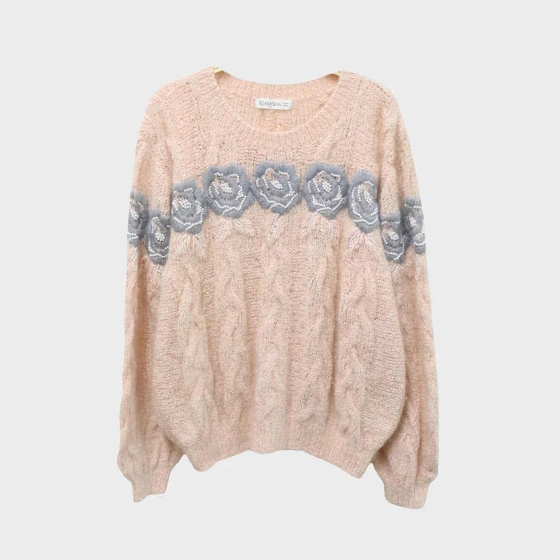 COSTA SERA 그레이 플라워 자수 울 혼방 니트 60760 상품이미지1