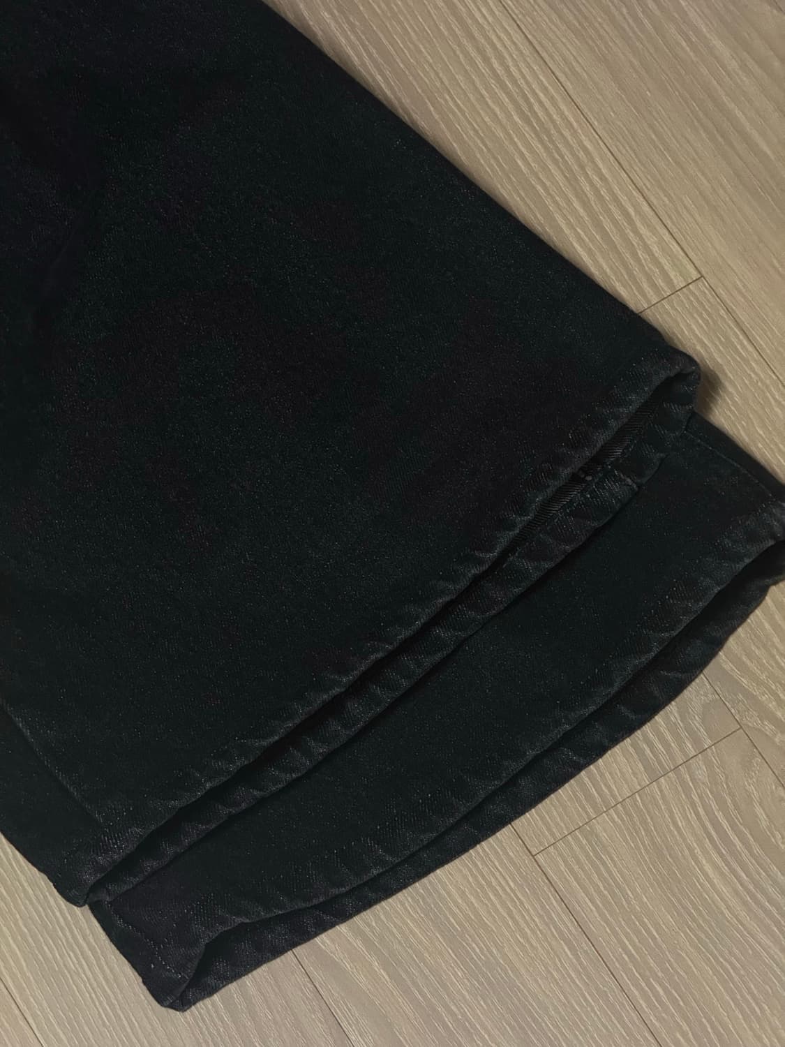 [L] IFeellucky 부츠컷 스커트 데님팬츠 블랙 상품이미지7